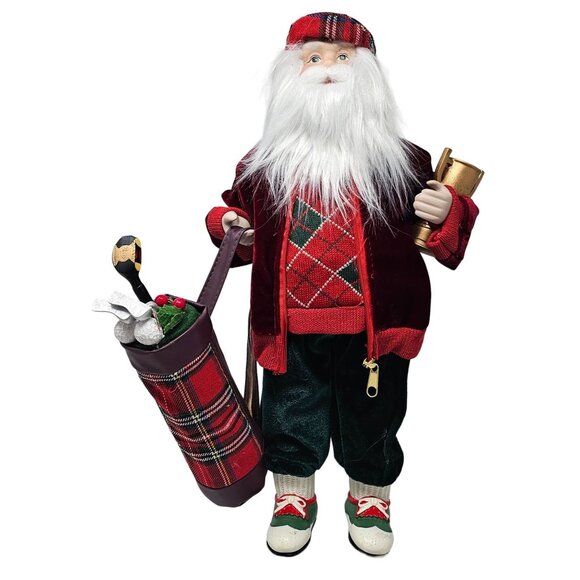 Golfing Golf Festive Upright 17" Santa Christmas Table Decoration Party Decor - Picture 1 of 5